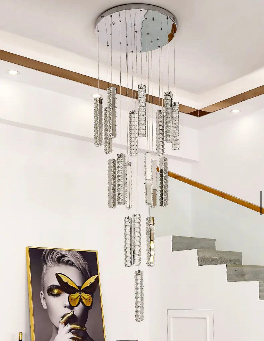 Crystal Chandelier With LED Lighting for Stairwells and Entryways, Orabella