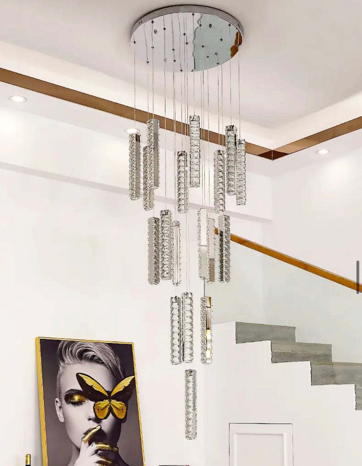 Crystal Chandelier With LED Lighting for Stairwells and Entryways, Orabella