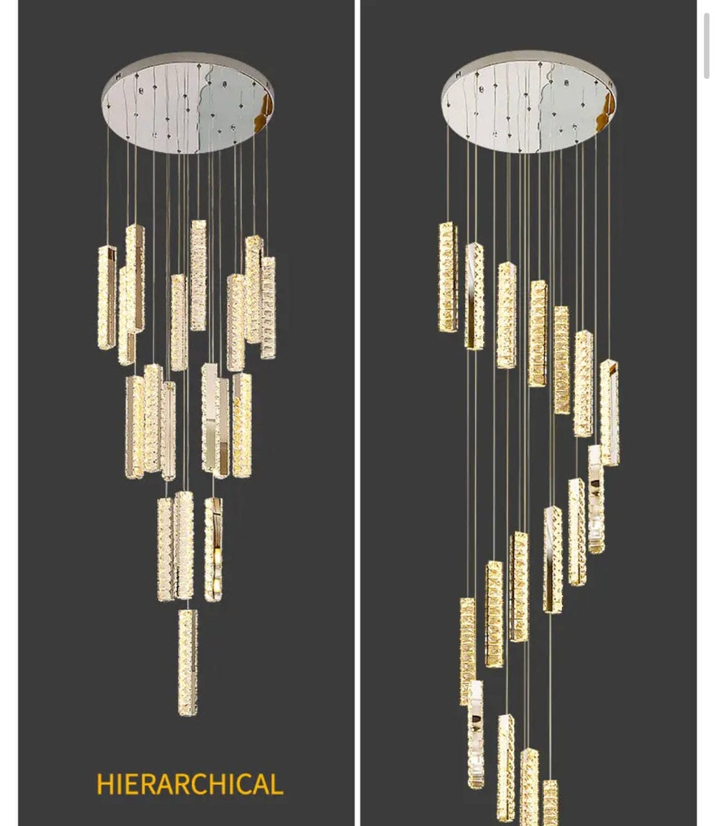 Crystal Chandelier With LED Lighting for Stairwells and Entryways, Orabella