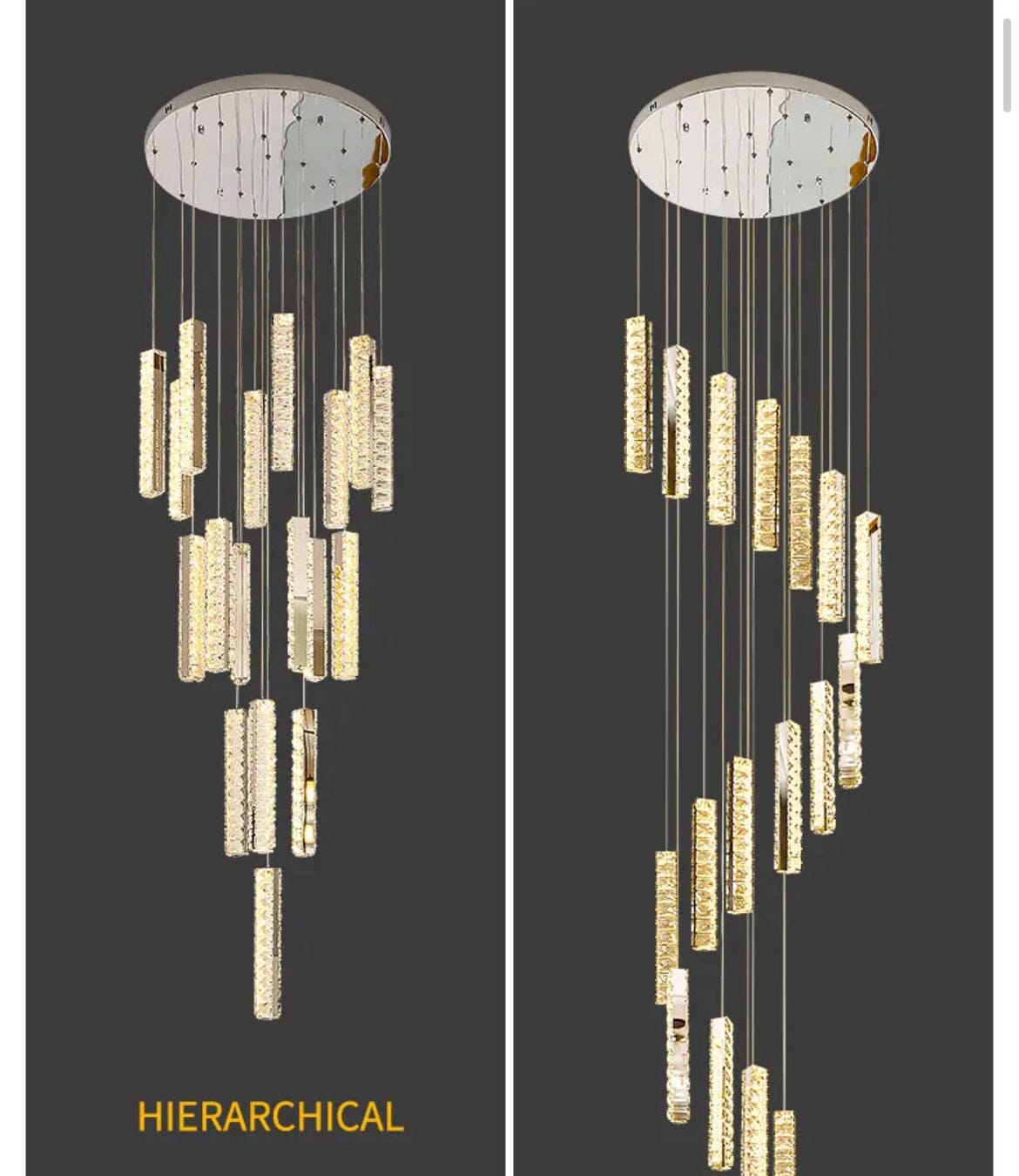 Crystal Chandelier With LED Lighting for Stairwells and Entryways, Orabella