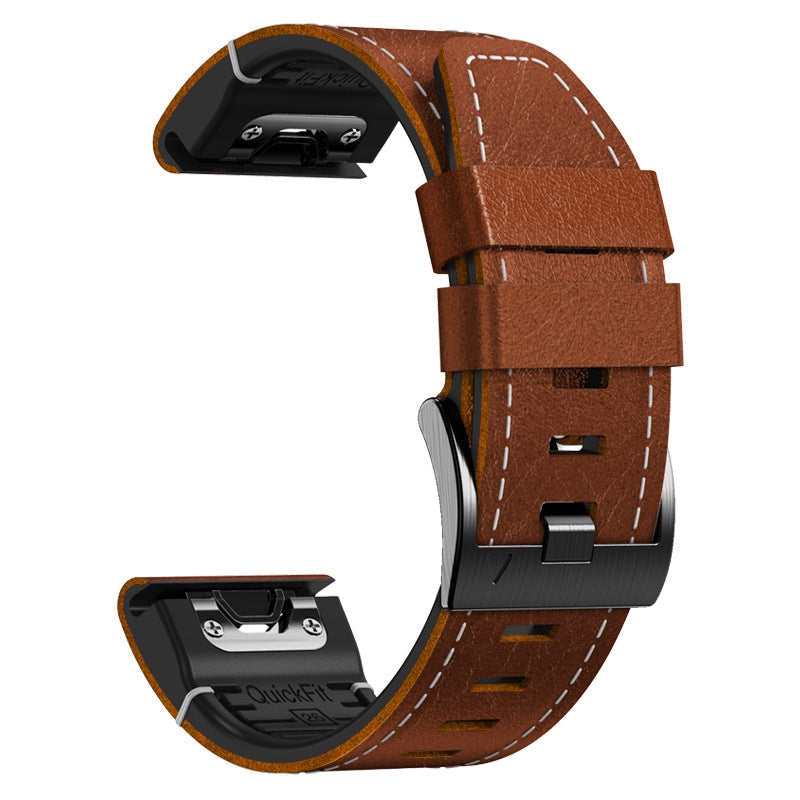 Garmin Fenix Hybrid Watch Strap, Leather And Silicone, Arion Series