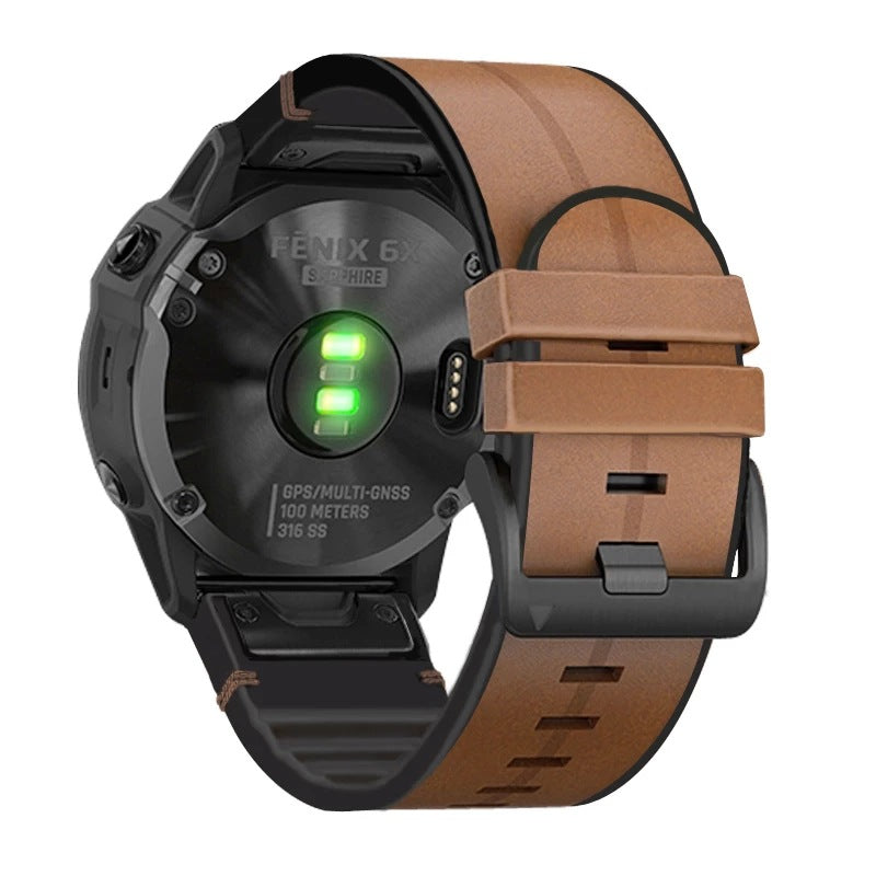 Averin Leather-Silicone Hybrid Band for Garmin Fenix 8, 7X, 7, 5X, 5, 6