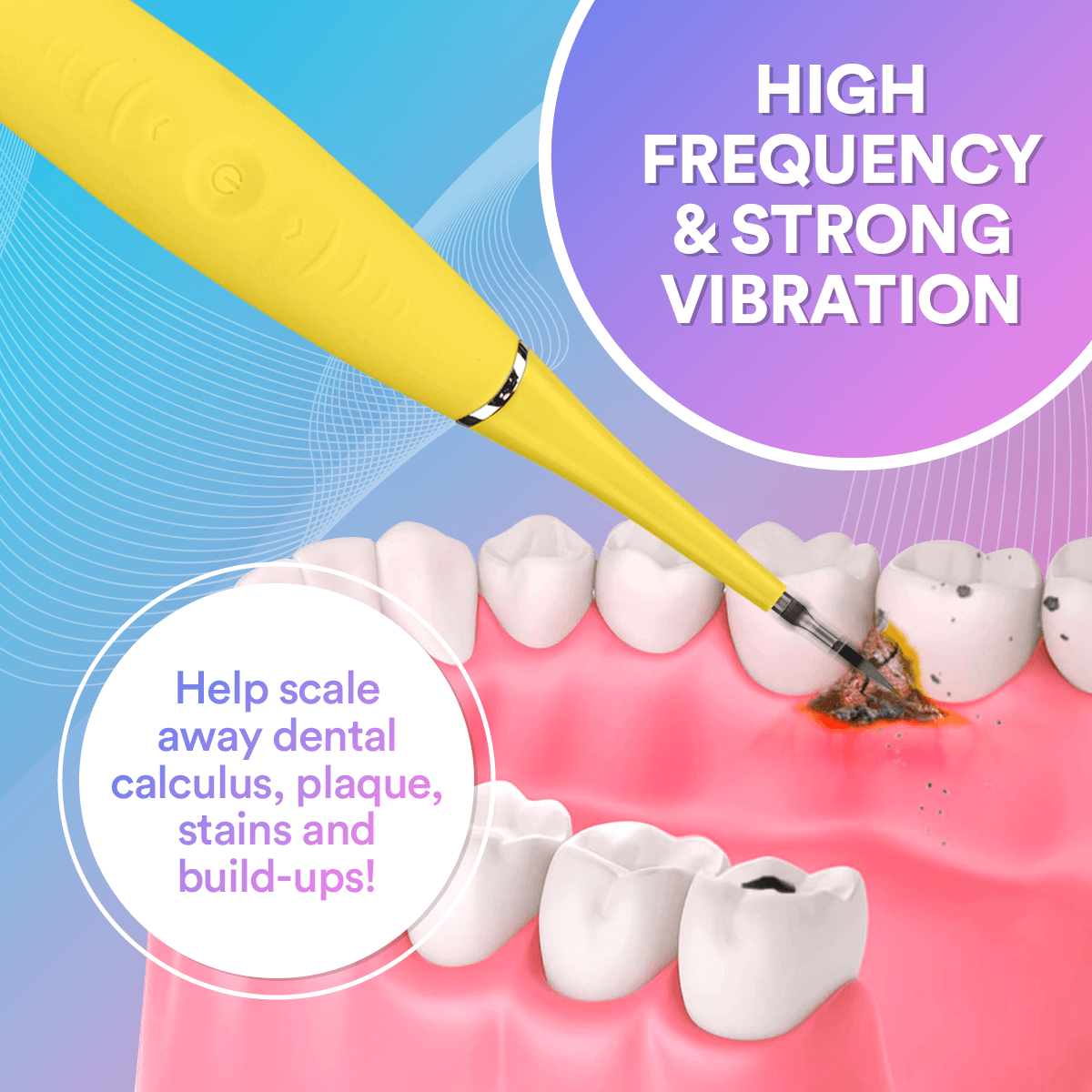 Ultrasonic Tooth Cleaner With Adjustable Sonic Vibration Settings