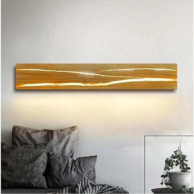 Muto Rotatable Crackle Nature Wood Board LED Wall Lamp | Fioriscas