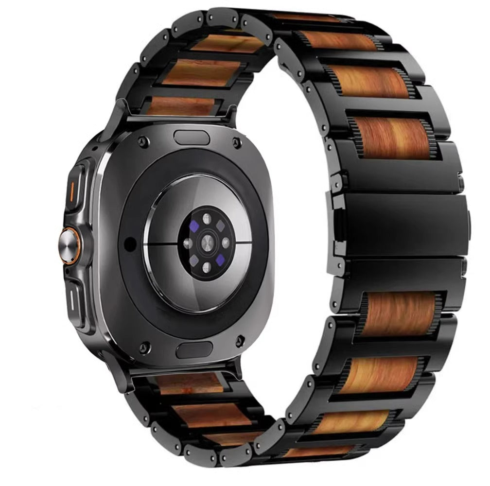 Aveline Samsung Watch Ultra Band, Red Sandalwood and Stainless Steel Strap