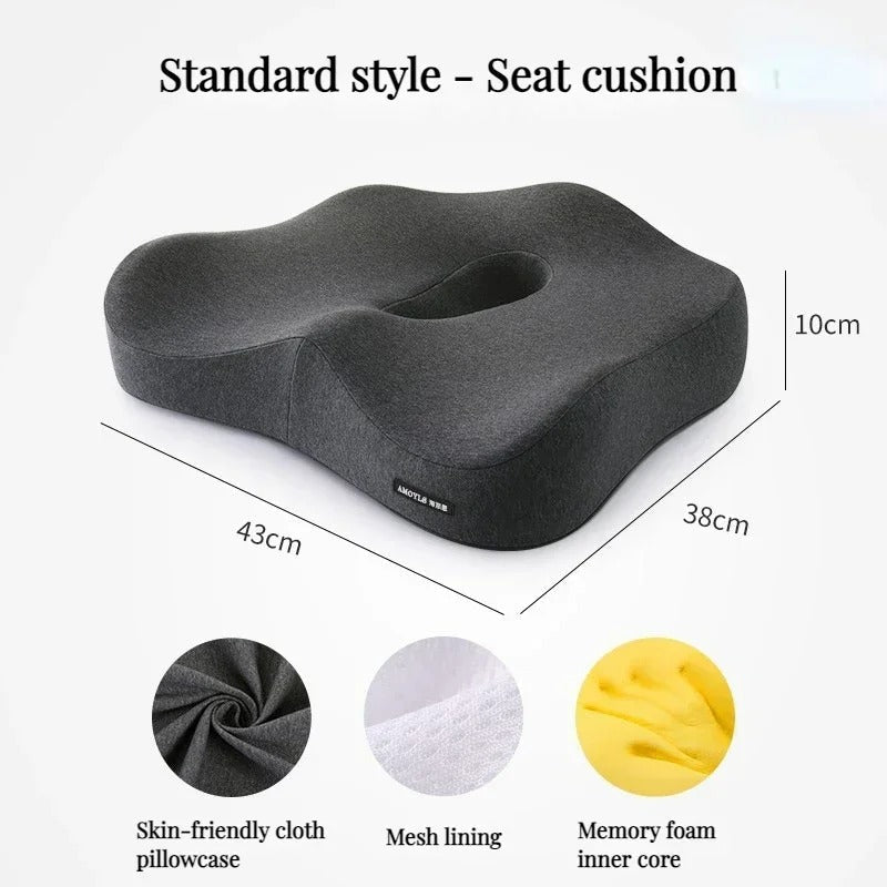 NovaLum Memory Foam Lumbar & Seat Cushion Set for Car and Office