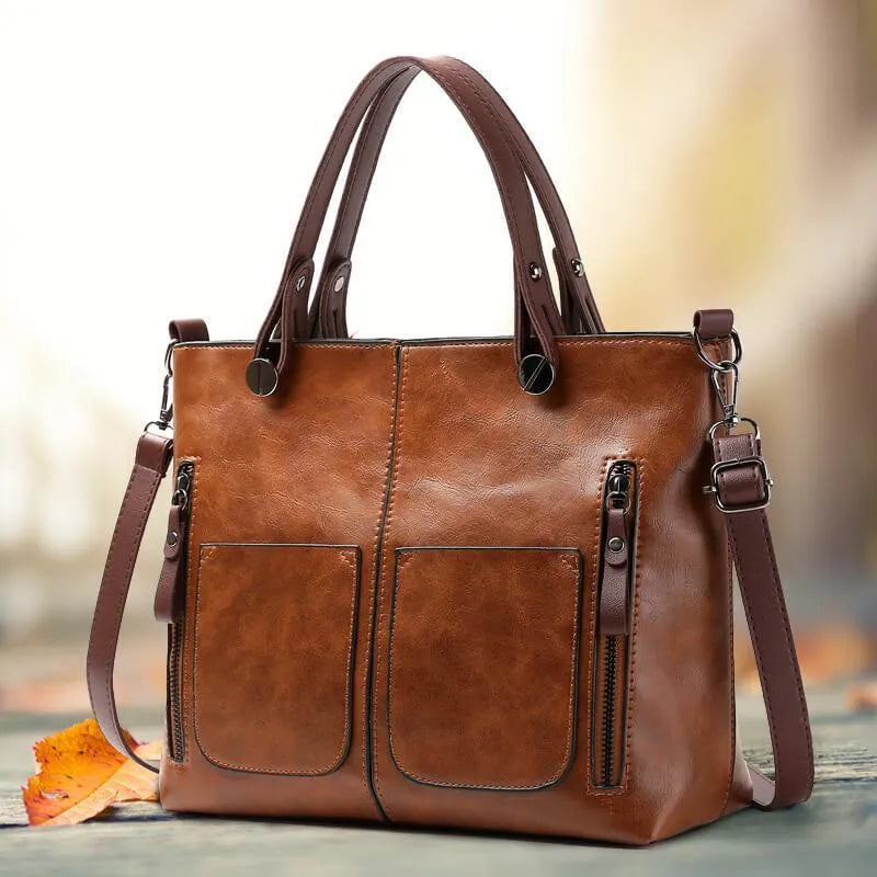 Leather Tote Bag, NordVine Handcrafted Nordic-Style Design