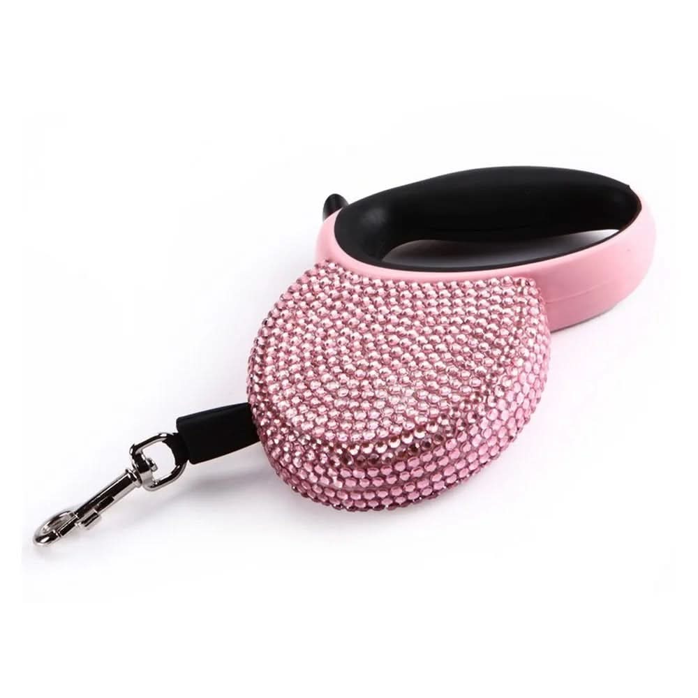 Luxury Retractable Leash with Rhinestones for Small Dogs & Cats - Fioriscas