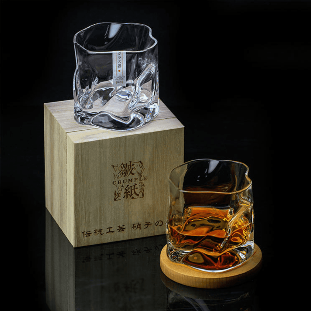 Sklenice na whisky se zmačkanou siluetou Kairo, ručně broušené řemeslné sklo Edo Kiriko