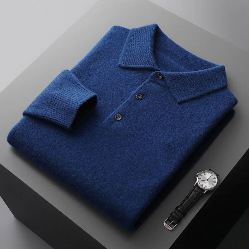 NordicLuxe langærmet poloshirt i en blanding af kashmir og merinould