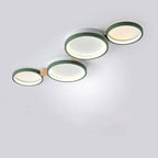NovaLumen Metal and Wood Ceiling Light, 3 to 7 Lamps, White, Gray or Green