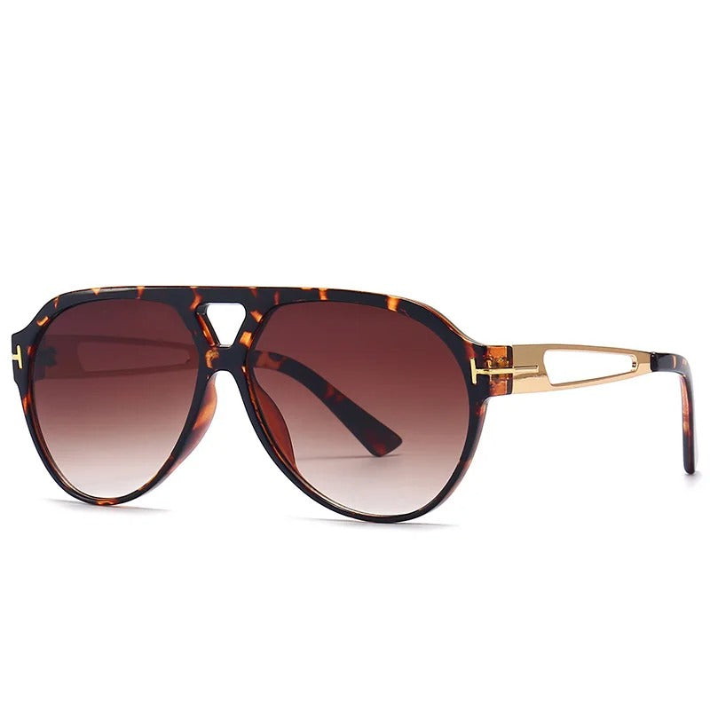 Kirella Gold-Accent Aviator Sunglasses With UV-Protective Lenses
