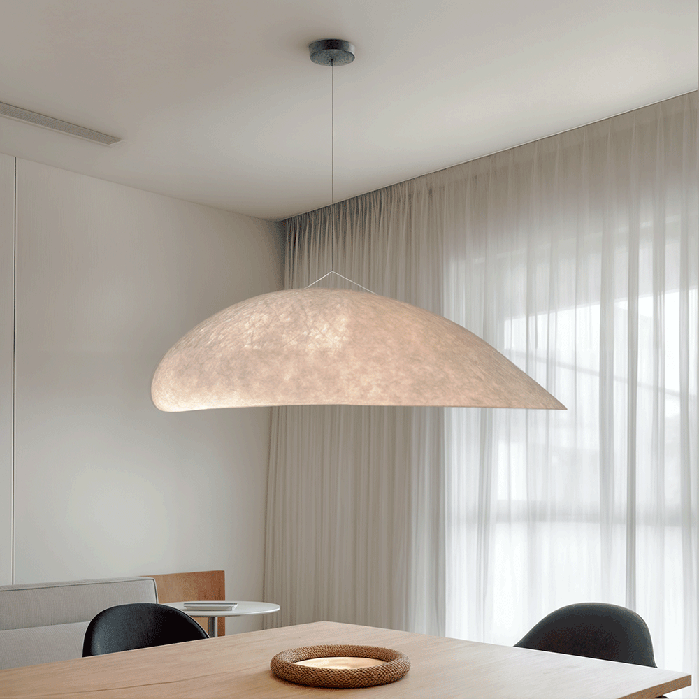 Lyra LED Chandelier With Layered Silk-Leaf Shade, Nordic-Style Design