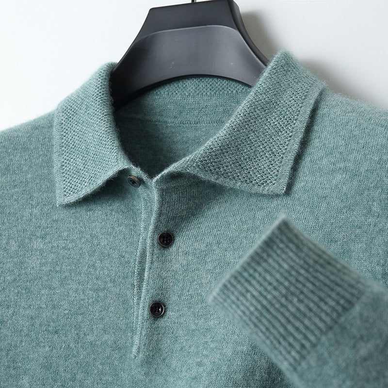 NordicLuxe langærmet poloshirt i en blanding af kashmir og merinould