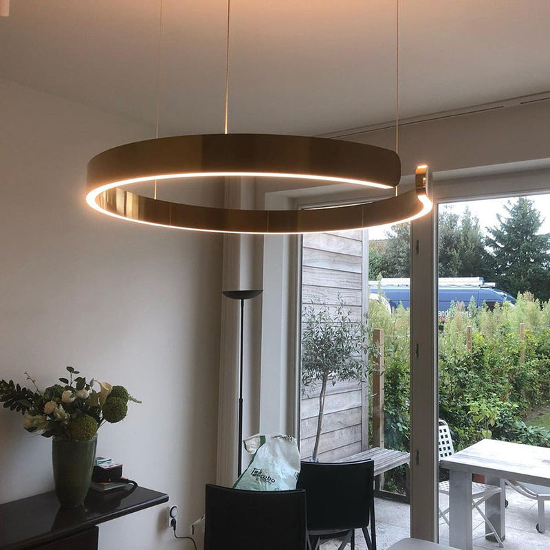 LyraHalo Pendant Light, Round Metal Design, Dimmable LED