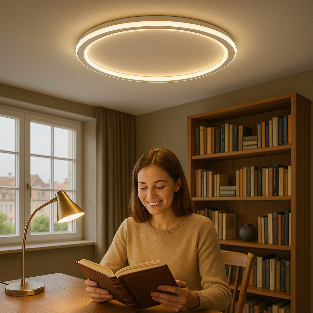 Lámpara de techo LED regulable SkagaNova, de aluminio y acrílico de estilo escandinavo