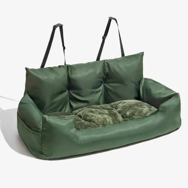 Cama-asiento de coche para perros con arnés de seguridad y bordes elevados, para perros medianos y grandes
