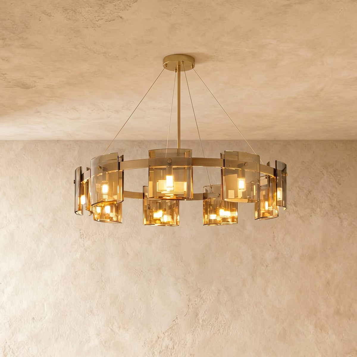 Křišťálový lustr LuminaRing s čirým sklem pro glamour obývací pokoj  