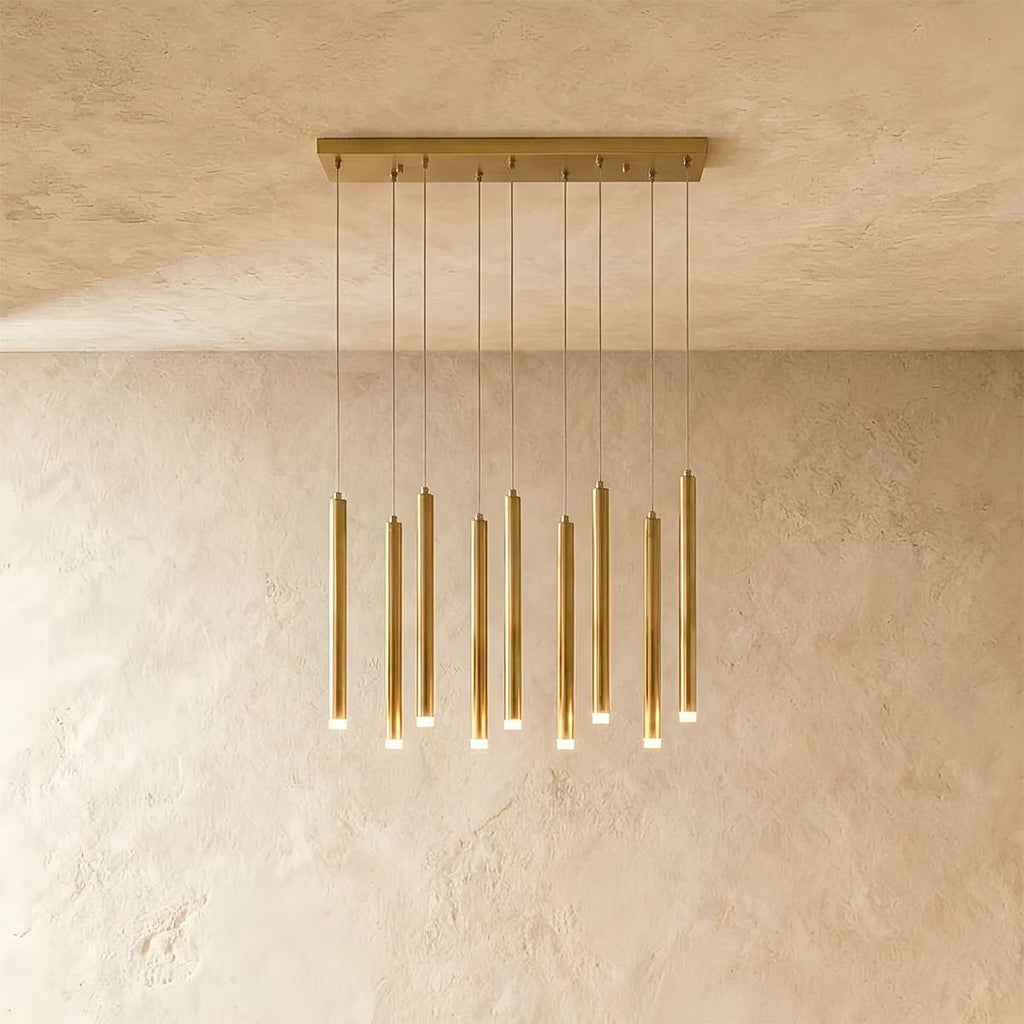 Lámpara colgante LumenChime tipo campana de viento de aluminio en acabado negro o dorado