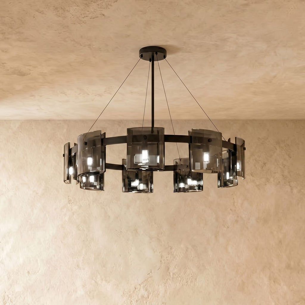 Křišťálový lustr LuminaRing s čirým sklem pro glamour obývací pokoj  
