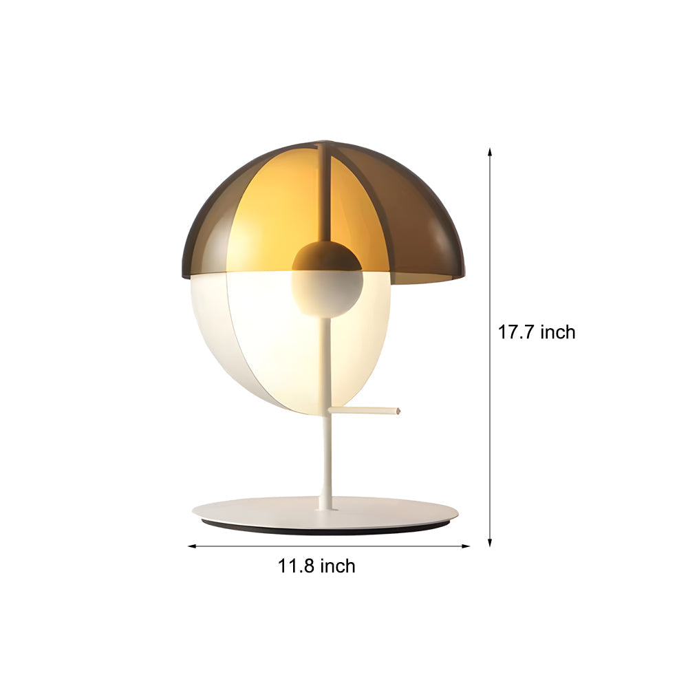 Stolní lampa Astrae ve tvaru polokoule s kouřovým skleněným stínidlem, černý povrch