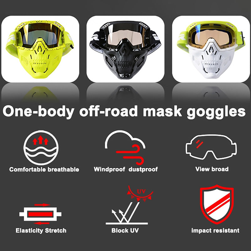 SpectraRider Motorcycle Goggles, Impact-Resistant PC Lens, Removable Mask