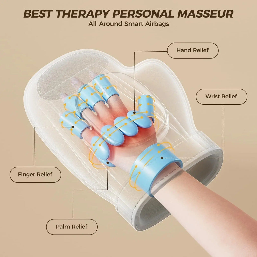 Beheiztes Handmassagegerät mit Luftdruckmassage, per USB-C aufladbar