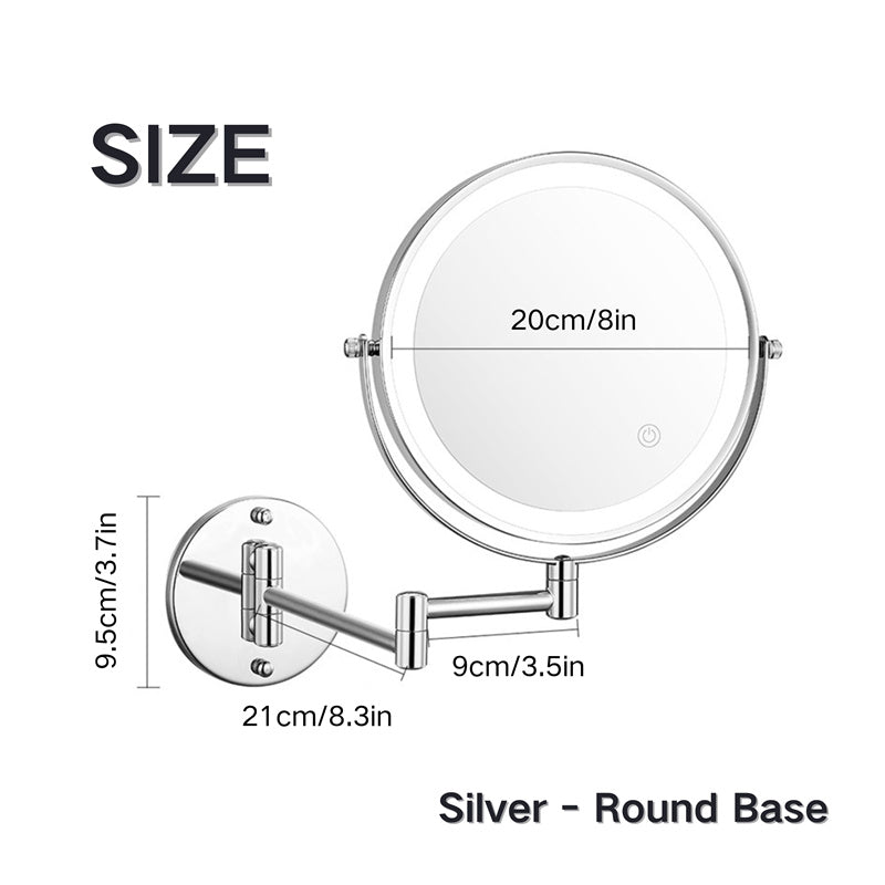 Specchio da barba a parete Luxa LED, ricaricabile, ingrandimento 3X o 10X