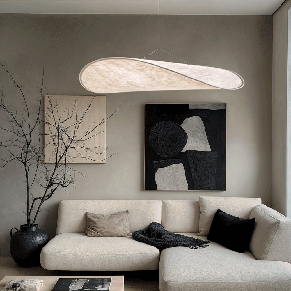 Lyra LED Chandelier With Layered Silk-Leaf Shade, Nordic-Style Design