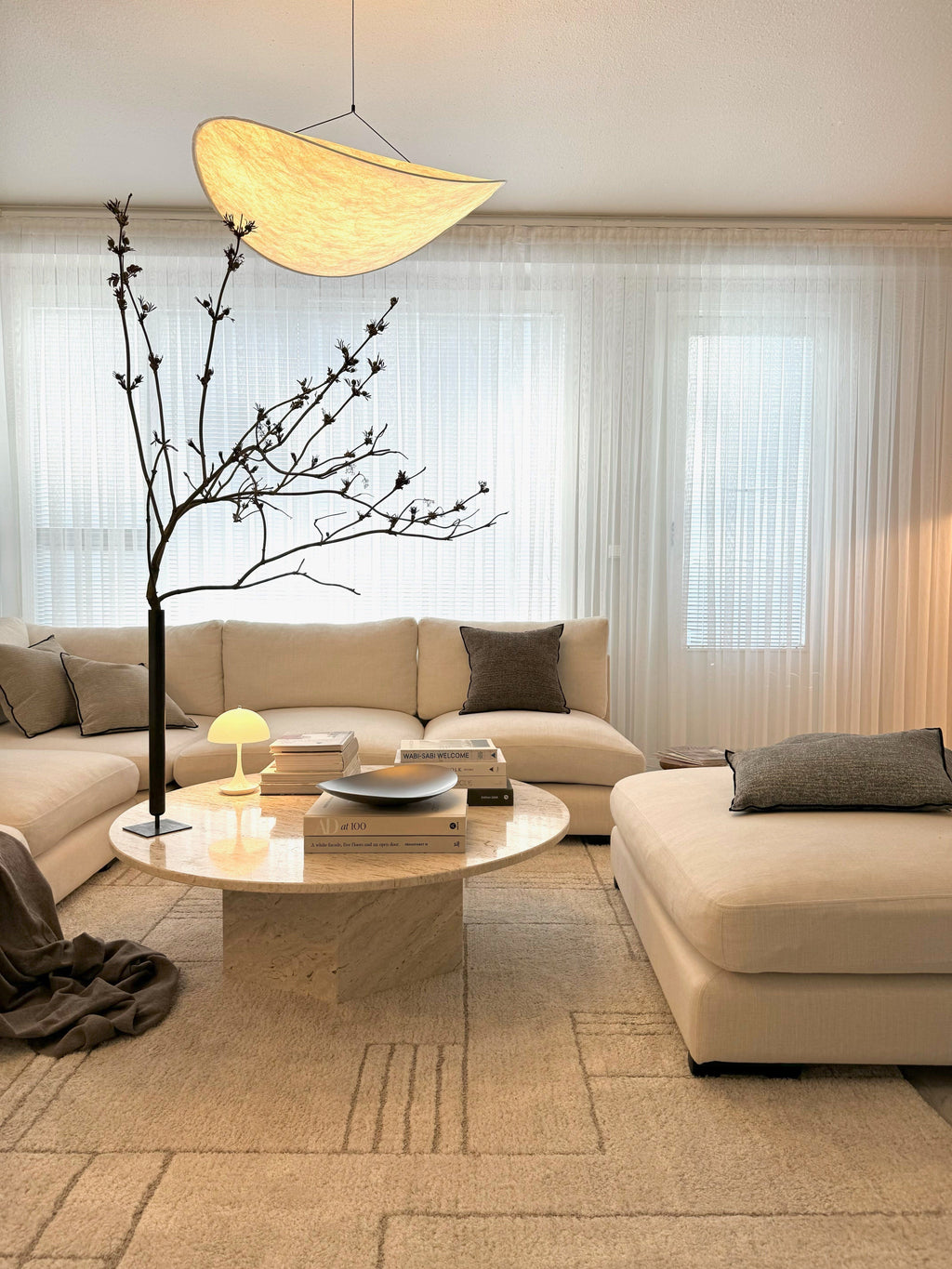 Lyra LED Chandelier With Layered Silk-Leaf Shade, Nordic-Style Design