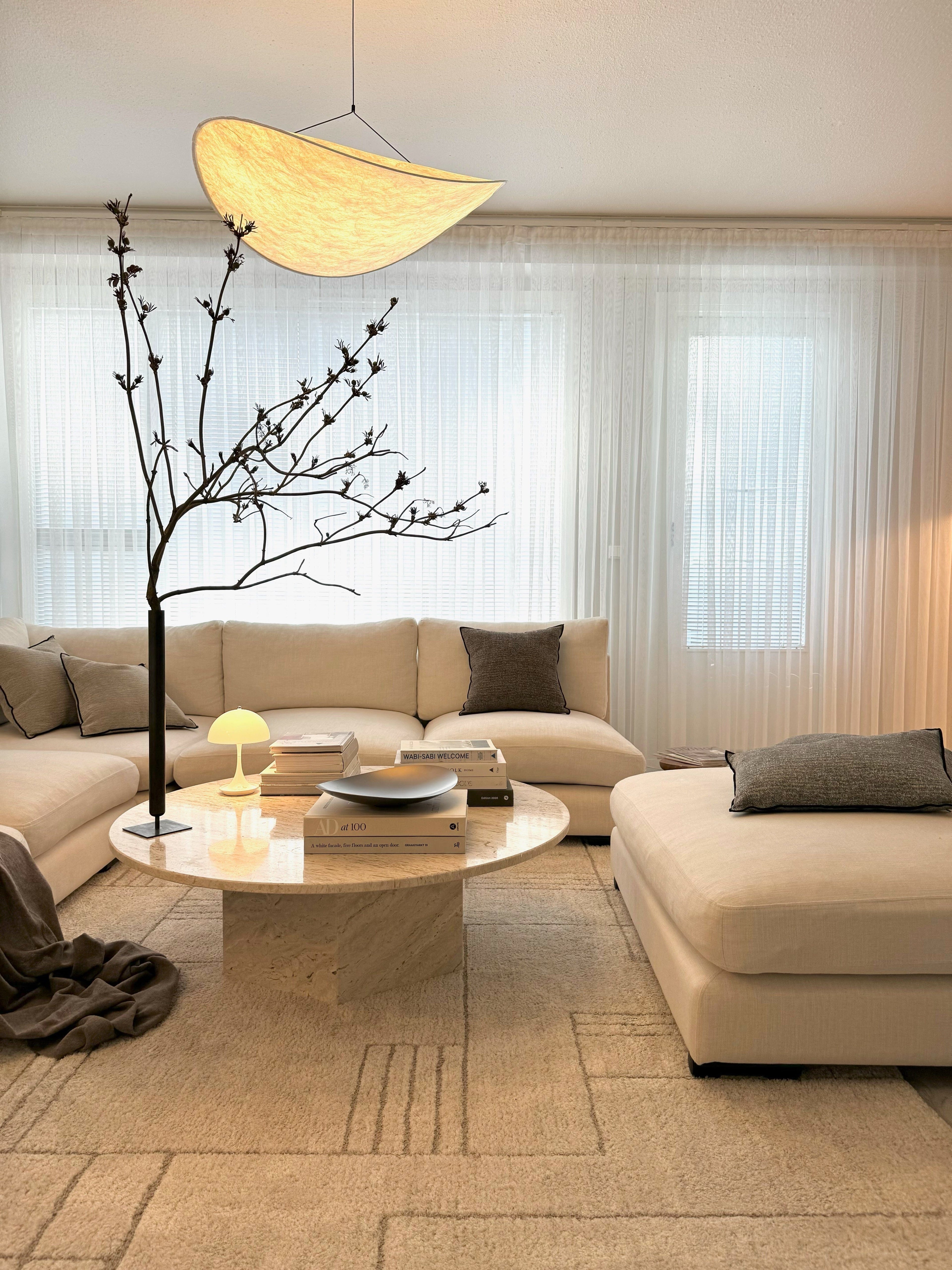 Lyra LED Chandelier With Layered Silk-Leaf Shade, Nordic-Style Design