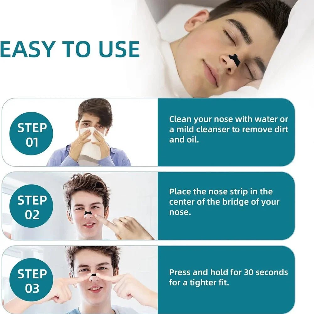 Bandes nasales anti-ronflement pour une respiration libre et un meilleur sommeil - Fioriscas