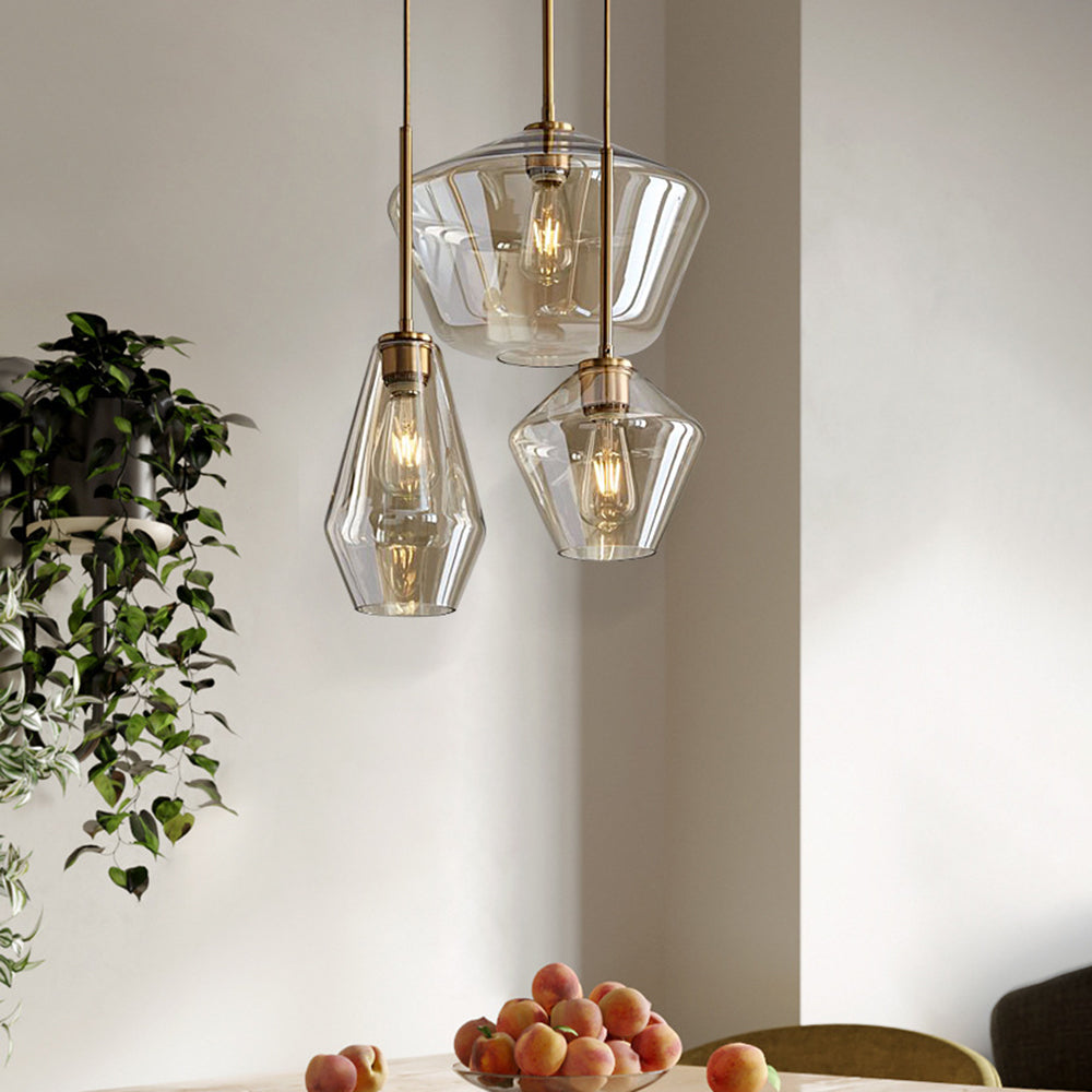 June Pendant Light Glass, Clear/Amber Diamond shape | Fioriscas