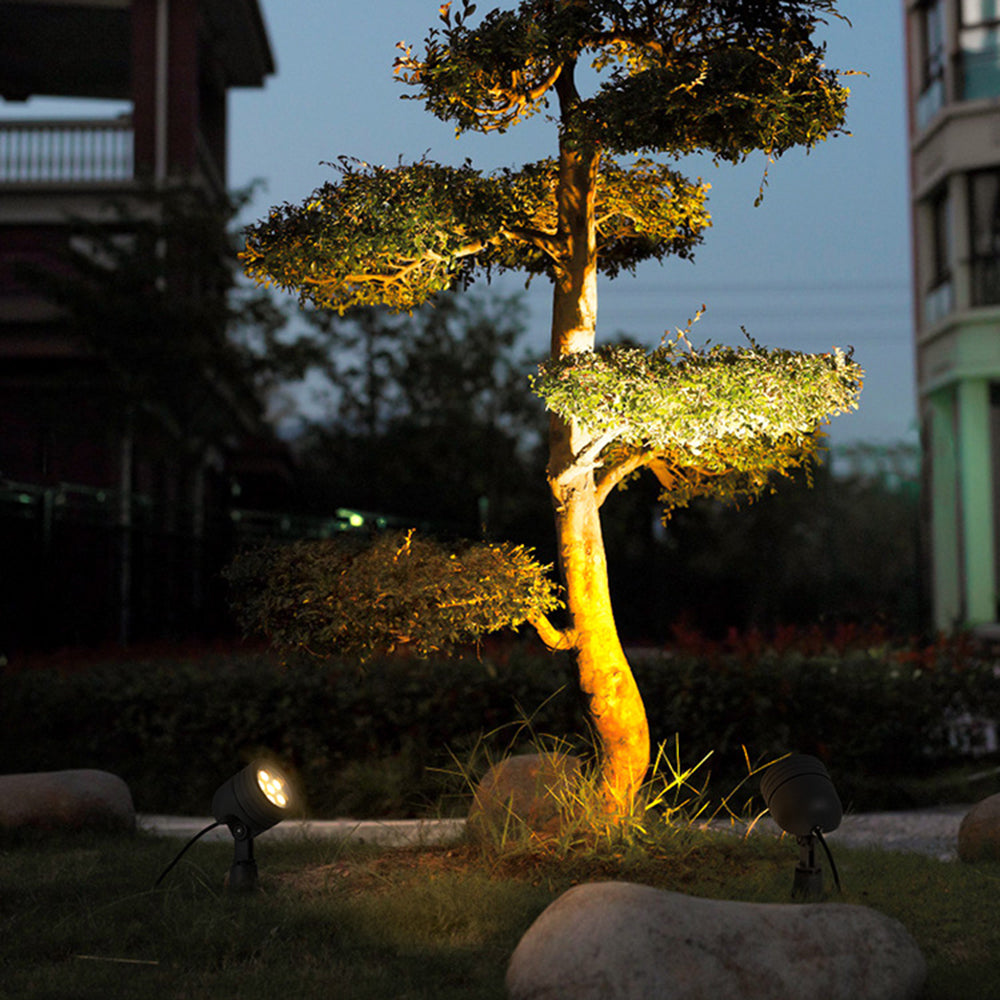 Ray Modern Round Glass/Metal Solar Outdoor Ground Lamp Spotlight | Fioriscas