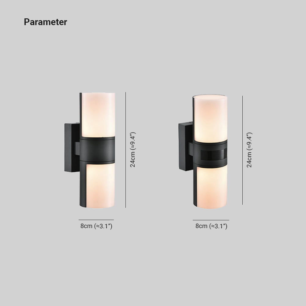 Ray Modern Cylindrical Metal/ Rotatable Outdoor Waterproof Wall Lamp, Black/White | Fioriscas