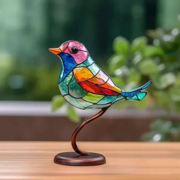 Statua di uccello colorata fatta a mano in acrilico per decorazione casa - Fioriscas