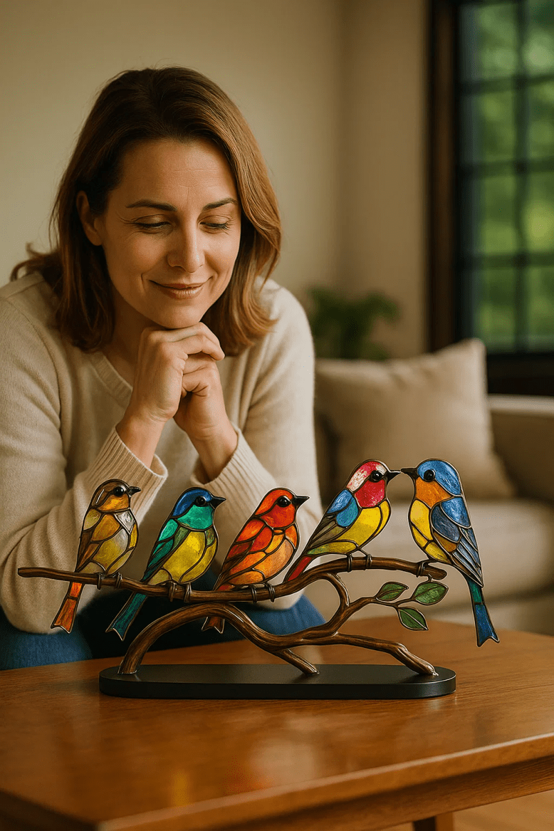 Statua di uccello colorata fatta a mano in acrilico per decorazione casa - Fioriscas