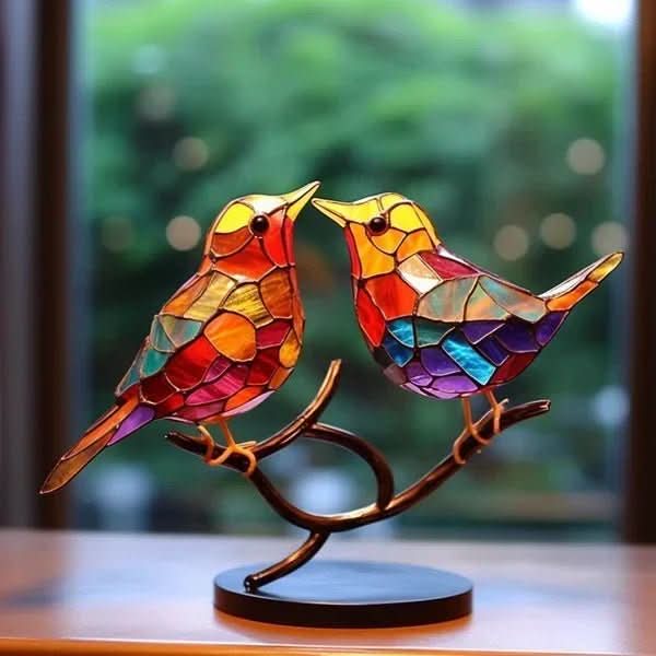 Statua di uccello colorata fatta a mano in acrilico per decorazione casa - Fioriscas