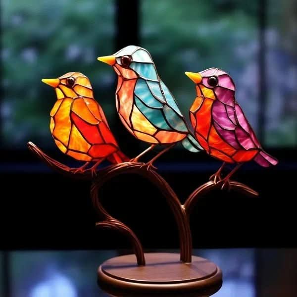 Statua di uccello colorata fatta a mano in acrilico per decorazione casa - Fioriscas