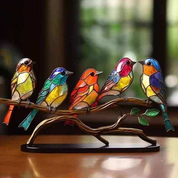 Statua di uccello colorata fatta a mano in acrilico per decorazione casa - Fioriscas