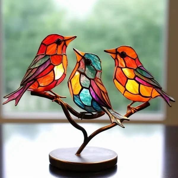 Statua di uccello colorata fatta a mano in acrilico per decorazione casa - Fioriscas