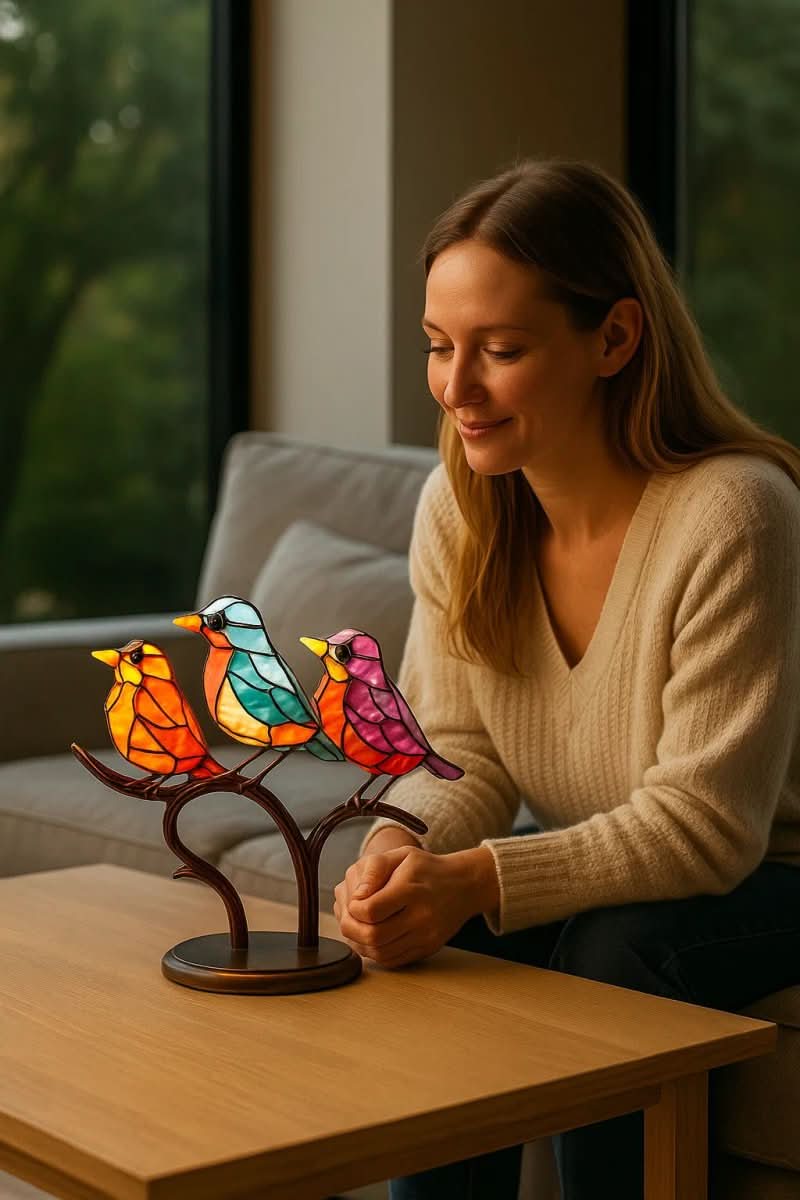 Statua di uccello colorata fatta a mano in acrilico per decorazione casa - Fioriscas