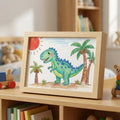 Wooden display frame for children's drawings with storage function - Fioriscas