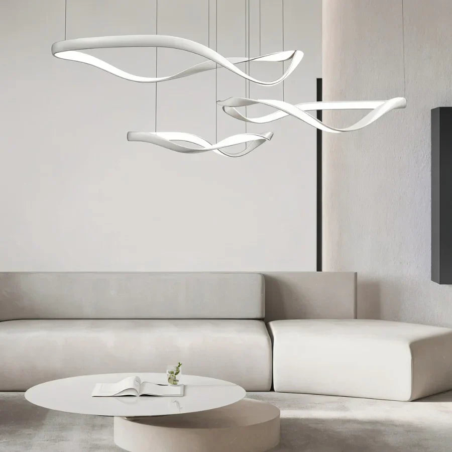 Aurelia Curve LED Chandelier With Diffused Ambient Glow For Modern Spaces