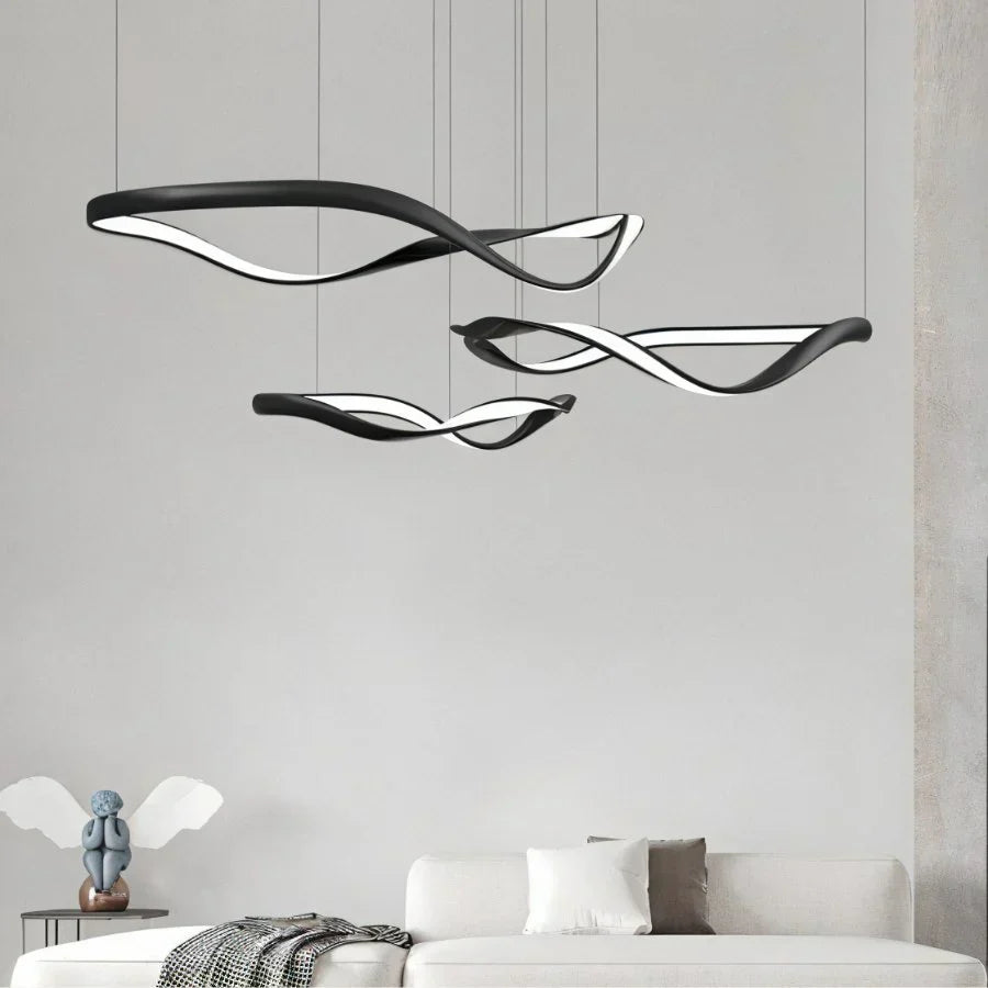 Aurelia Curve LED Chandelier With Diffused Ambient Glow For Modern Spaces