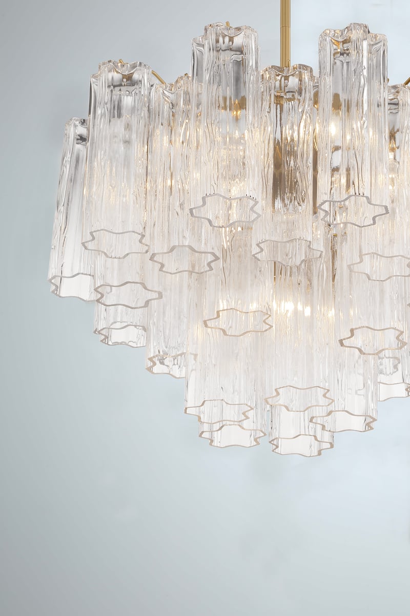 Lustra Murano Chandelier Glass Tube Layered Amber | Fioriscas