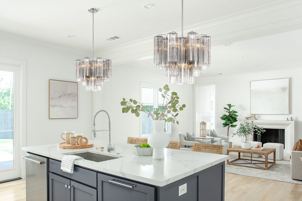 Lustra Murano Chandelier Glass Tube Layered Amber | Fioriscas
