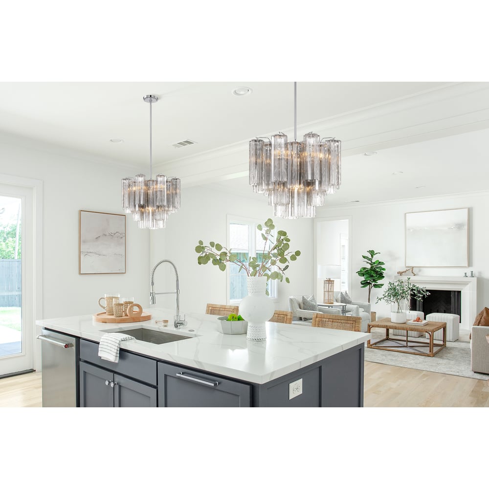 Lustra Murano Chandelier Glass Tube Layered Amber | Fioriscas