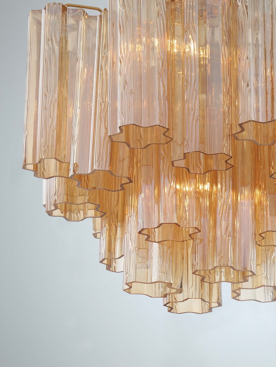 Lustra Murano Chandelier Glass Tube Layered Amber | Fioriscas