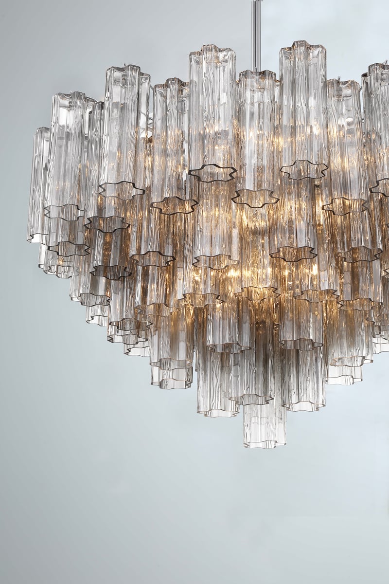 Lustra Murano Chandelier Glass Tube Layered Amber | Fioriscas